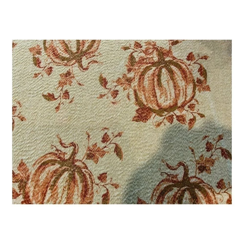 FALL TABLECLOTH Rachel Ashwell Orange Pumpkin Metallic  The Farmhouse 69” x 57”